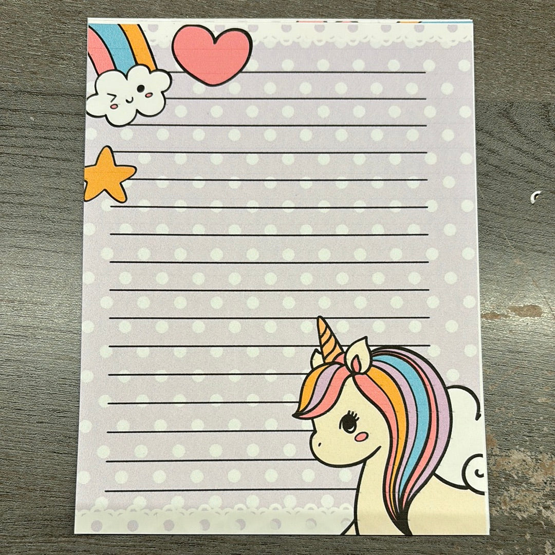 Cute unicorn memo sheets