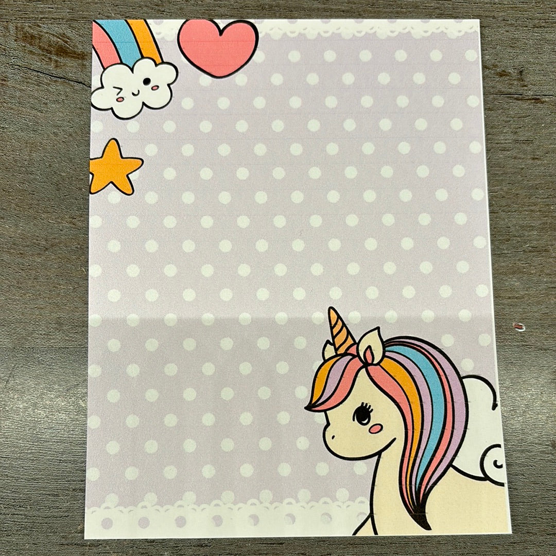 Cute unicorn memo sheets